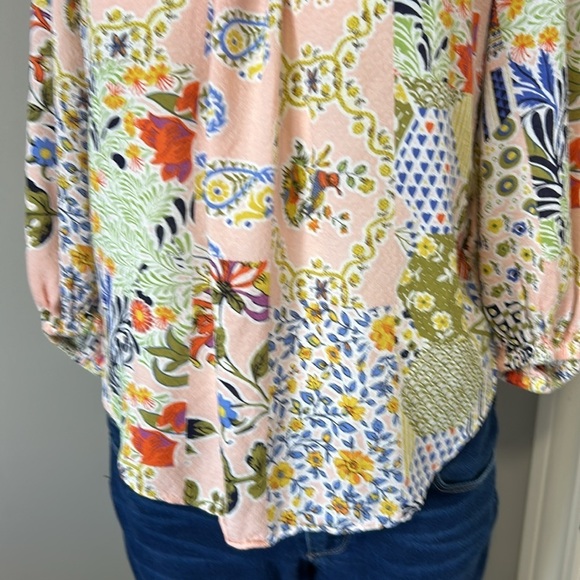 Maeve by Anthropologie Boswell Patchwork Blouse Paisley Pink Sz 0 - Picture 6 of 14